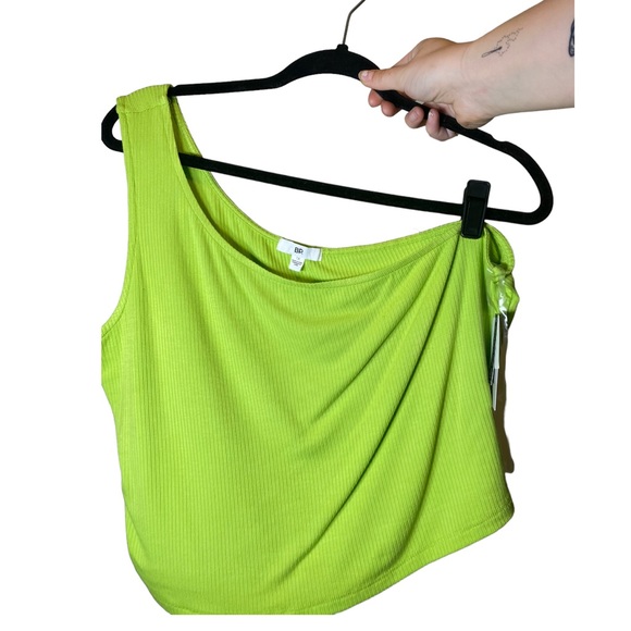 COPY - BP Lime Green Ribbed One Shoulder Tank - Picture 2 of 12